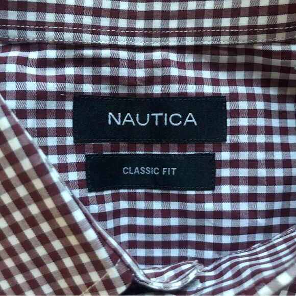 Nautica shirt button Down, Checked Size 17 34/35 - Picture 4 of 4
